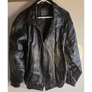 Italian Stone Design GENUINE LEATHER Jacket Size XXL NAVARRE LEATHER COMPANY BL